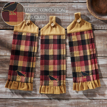 Heritage Farms Primitive Check Button Loop Tea Towel Set of 3 - The Fox Decor